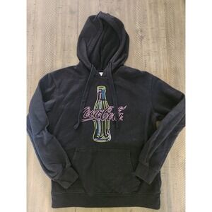 Coca-Cola Hoodie Women's Small Black Coke Logo Bright Colored‎  Fun Retro 90s